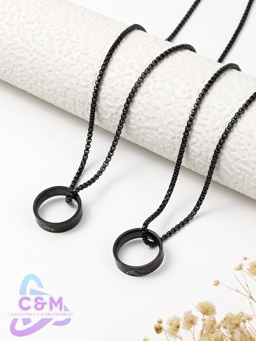 F CADENA PAREJA METAL NEGRO CON ESTAMPADO DE MANITOS